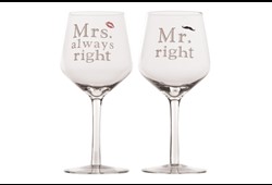 Verre à vin Mr&Mrs Right - Set 2